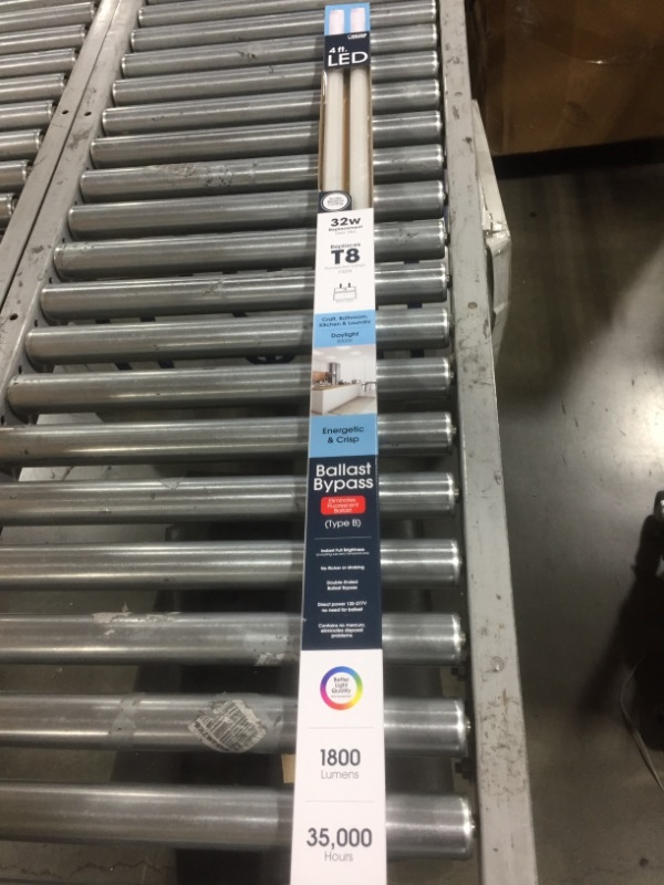 Photo 1 of Feit Electric T848/850/B/LED/2/5 4FT T8 LED Tube Light, Type B Ballast Bypass, 18W=32W, 5000K Daylight, Double-End Powered, F32T8 Fluorescent Tube Replacement, Damp Rated, UL, Pack of 10 4' L 5000K (Daylight)