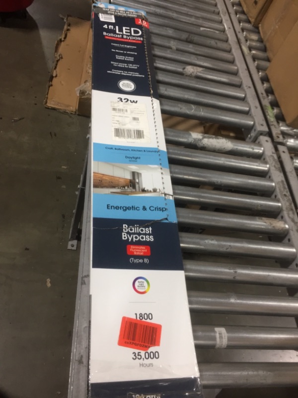 Photo 1 of Feit Electric T848/850/B/LED/2/5 4FT T8 LED Tube Light, Type B Ballast Bypass, 18W=32W, 5000K Daylight, Double-End Powered, F32T8 Fluorescent Tube Replacement, Damp Rated, UL, Pack of 10 4' L 5000K (Daylight)