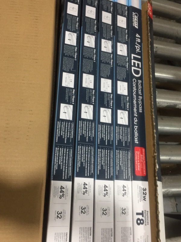 Photo 1 of Feit Electric T848/850/B/LED/2/5 4FT T8 LED Tube Light, Type B Ballast Bypass, 18W=32W, 5000K Daylight, Double-End Powered, F32T8 Fluorescent Tube Replacement, Damp Rated, UL, Pack of 10 4' L 5000K (Daylight)
