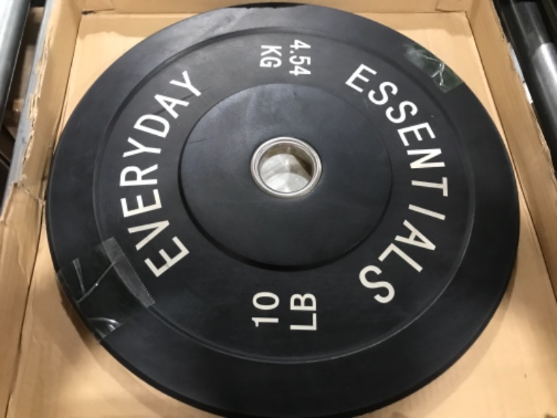 Photo 1 of BalanceFrom Color Coded Olympic Bumper Plate Weight Plate with Steel Hub, Singles or Sets Black 10 lbs Single