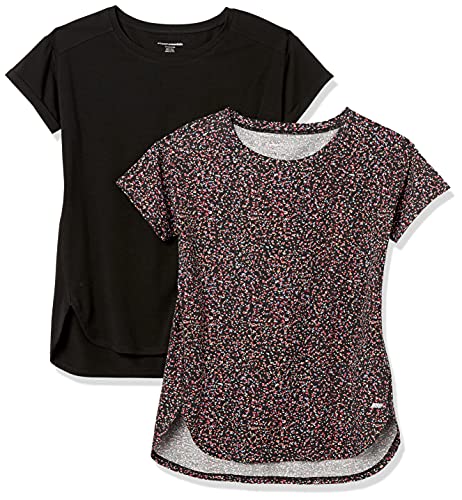 Photo 1 of Amazon Essentials Women's Studio Relaxed-Fit Lightweight Crewneck T-Shirt, Pack of 2, Black, Confetti Print, X-Large