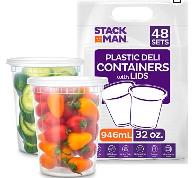 Photo 1 of [48 Sets -32 oz.] Plastic Deli Food Storage Containers with Airtight Lids - Soup Containers with Lids