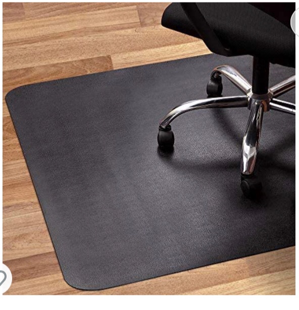 Photo 1 of Office Chair Mat for Hardwood and Tile Floor, Black, Anti-Slip, Non-Curve, Under the Desk Mat Best for Rolling Chair and Computer Desk, 47 x 35 Rectangular Non-Toxic Plastic Protector, Not for Carpet