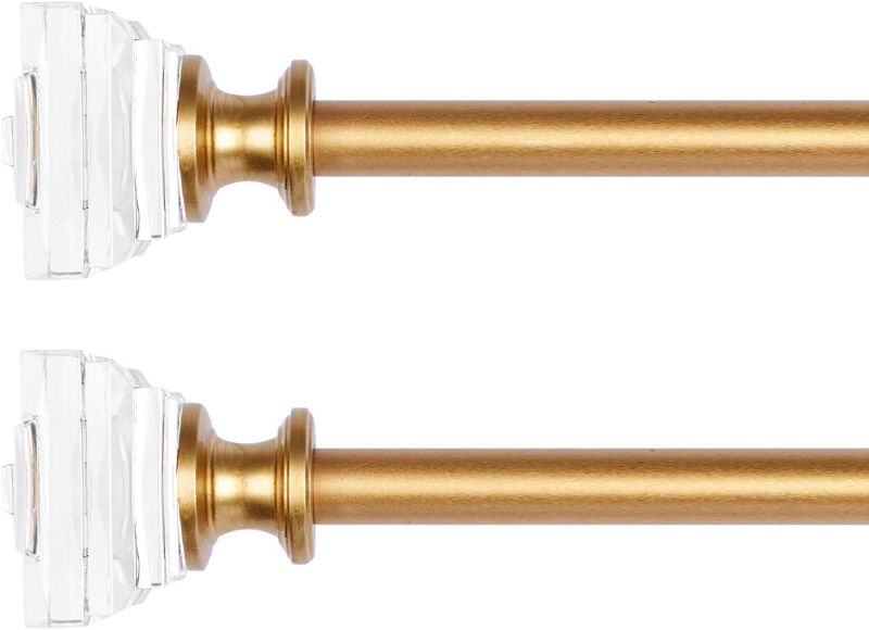 Photo 1 of 2 Pack Curtain Drapery Rod?Acrylic Square Finials Curtain Rod?3/4" Diameter Single Deorative Curtain Rod , Adjustable Length from 36 to 72 Inches