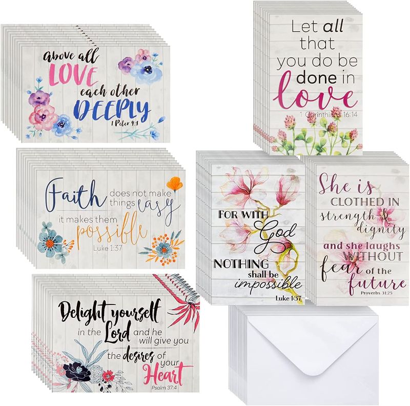 Photo 1 of 60 Pack- 4x6 Faith Inspired Greeting Cards [Blank Inside] 