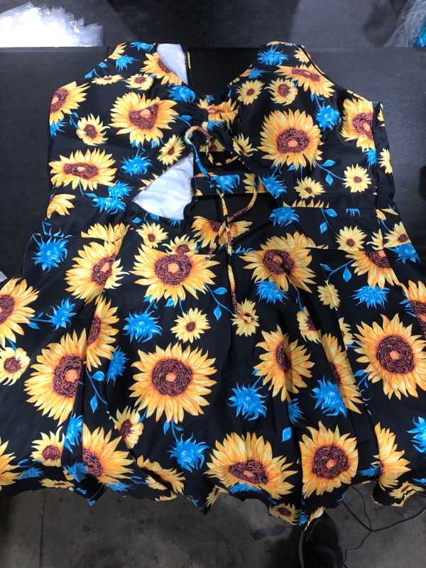 Photo 1 of [Size 3XXXL] Ladies 1 pc Swimsuit with attached Skirt- Sunflowers