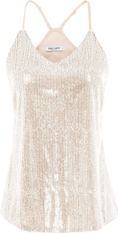 Photo 1 of [Size S] Grace Karin Sequenced Tank Top Blouse- Beige