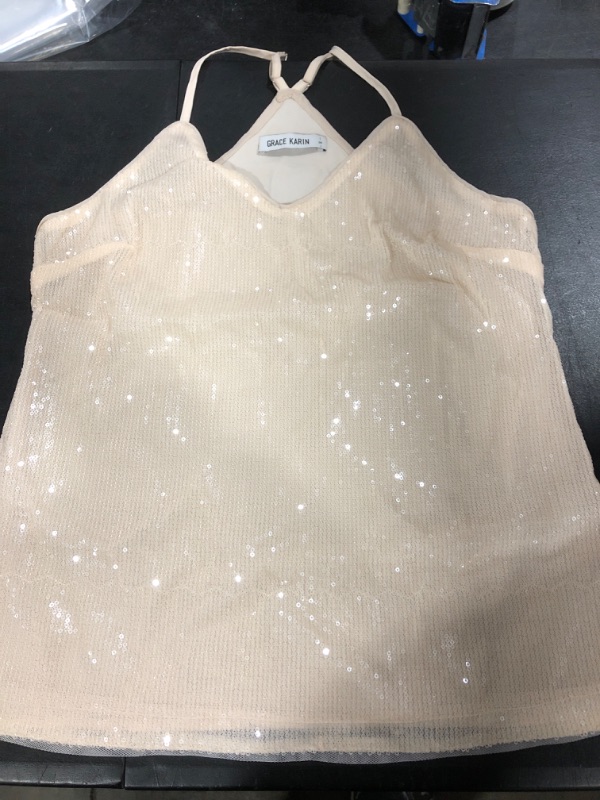 Photo 1 of [Size S] Grace Karin Sequenced Tank Top Blouse- Beige