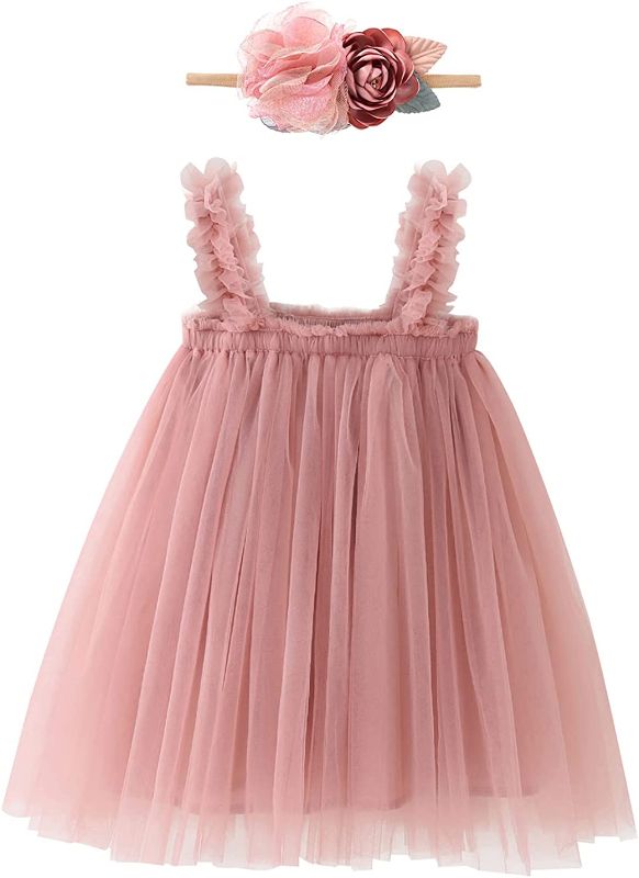 Photo 1 of [Size 2-3T] Toddler Baby Girl Tutu Tulle Princess Summer Dress+Flower Headband Party Photoshoot
