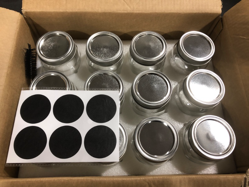 Photo 1 of 8 Ounce Canning Jars with Lids, 12 Pack Mason Jars 8oz with Silver Metal and Bands, Small Glass Jars for Jam, Jelly, Yogurt, Honey, Food Storage, Baby Foods, DIY 8 oz