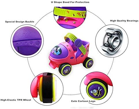 Photo 1 of Kids Children's Boys Girls Adjustable Speed Quad Roller Skates Shoes with Safe Lock Mode for Beginners Toddlers Blue