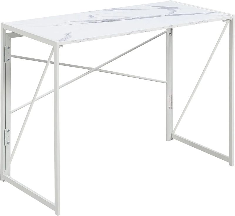 Photo 1 of Convenience Concepts Xtra Folding Desk, White Marble/White
