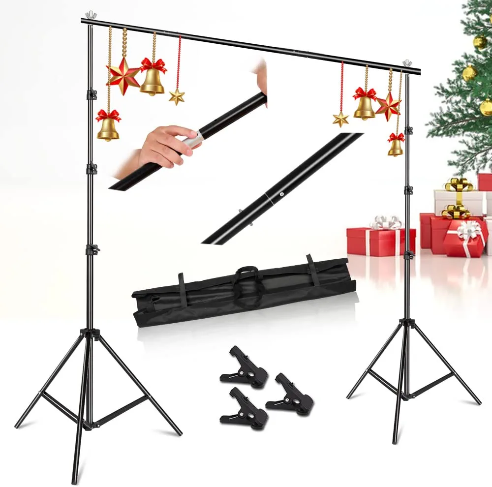 Photo 1 of  2.6 X 3M Adjustable Background Stand Background Support Kit Removable with Carry Bag for Hanging Background 