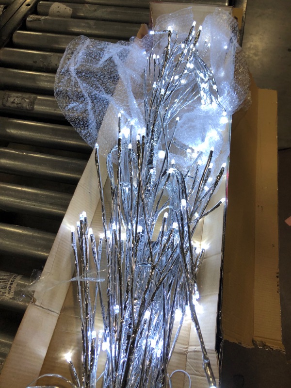 Photo 3 of Alpine Corporation Cool White LED Lights Alpine Festive Silver Christmas Tree (5FT)