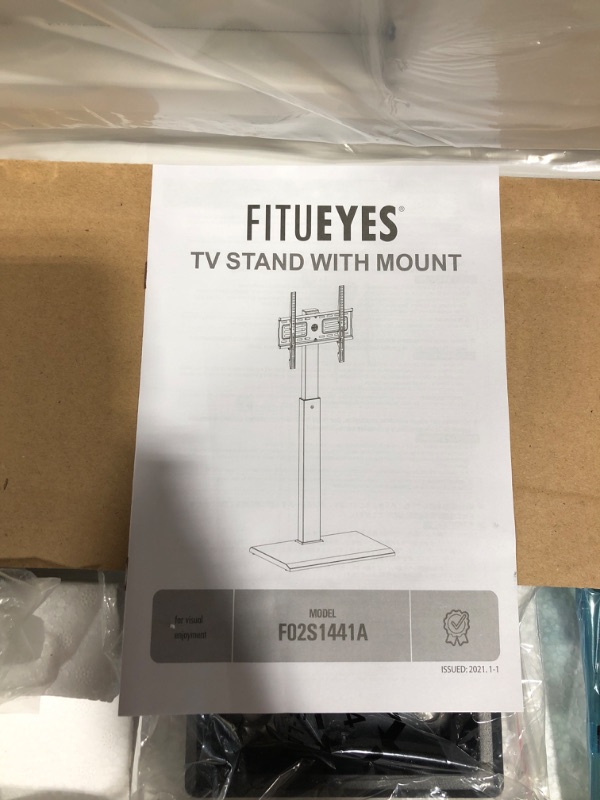 Photo 4 of FITUEYES Iron Base Universal Floor TV Stand with Swivel Mount, Height Adjustable Wire Management (White) for 26"-65" TV