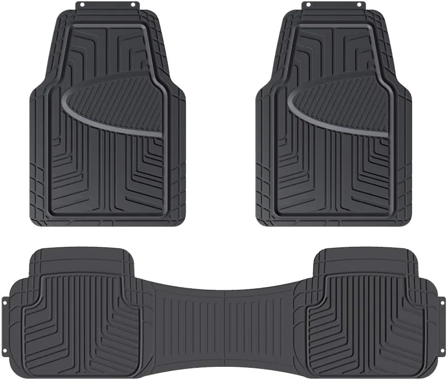 Photo 1 of Amazon Basics 4-Piece All-Weather Protection Heavy Duty Rubber Floor Mats Set with Cargo Liner for Cars, SUVs, and Trucks?Black,Universal Trim to Fit Black Thick Heavy Duty Rubber 4-Piece