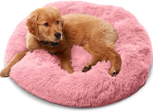 Photo 1 of Active Pets Plush Calming Dog Bed, Donut Dog Bed, Marshmallow Cuddler Nest Calming Small 23" Pink