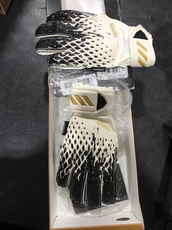 Photo 2 of Adidas Predator Fingersave Junior Soccer Goalkeeper Gloves, Size 4, White
