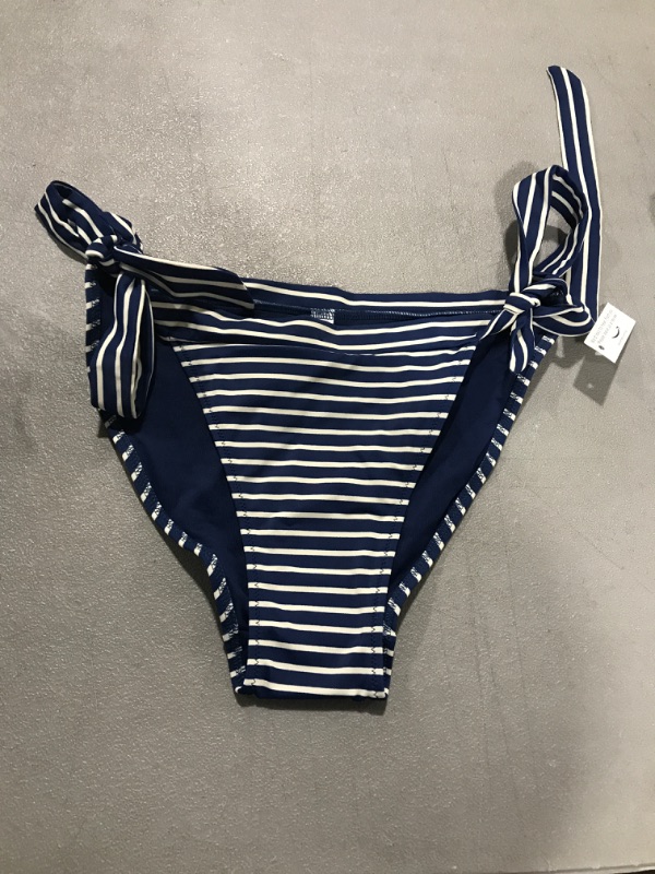 Photo 2 of Amazon Essentials Women's Side Tie Bikini Swimsuit Bottom X-Small Navy, Stripe