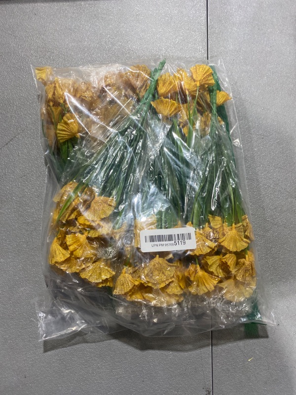 Photo 2 of Artificial Flowers 12 Bundles Outdoor UV Resistant Fake Flowers No Fade Faux Plastic Greenery Shrubs Garden Porch Window Box Decorating (Yellow)