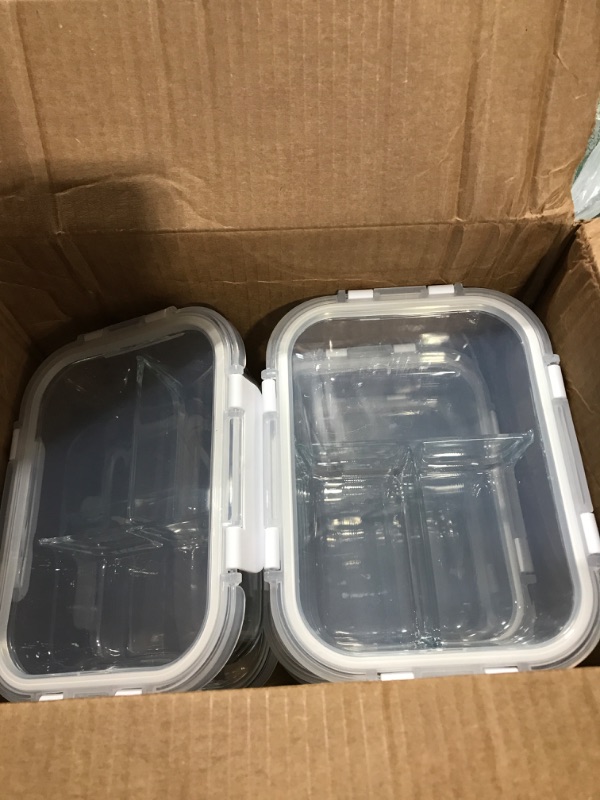 Photo 2 of [5-Pack,36 oz]Glass Meal Prep Containers 3 Compartment with Lids, Glass Lunch Containers,Food Prep Lunch Box,Bento Box,BPA-Free, Microwave, Oven, Freezer, Dishwasher