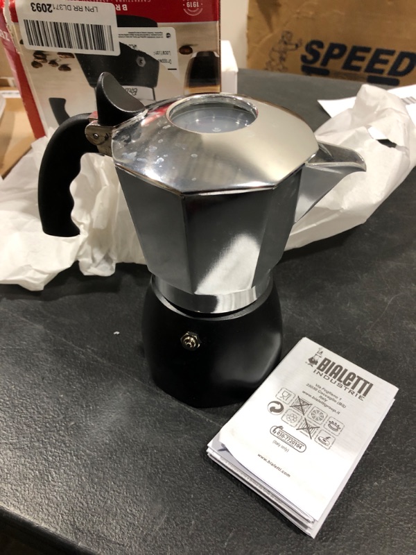 Photo 2 of Bialetti - New Brikka, Moka Pot, the Only Stovetop Coffee Maker Capable of Producing a Crema-Rich Espresso, 4 Cups (5,7 Oz), Aluminum and Black 4-Cup Moka Pot