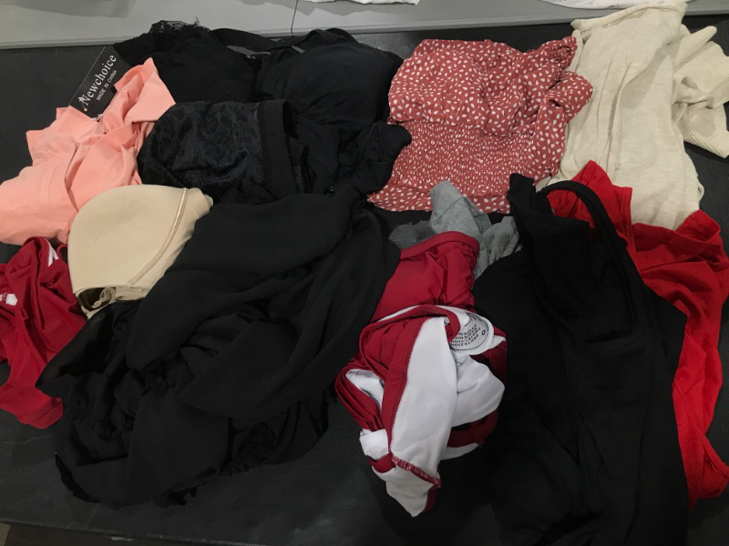 Photo 1 of BAG LOT!!! ALL WOMENS CLOTHING & ACCESSORIES  BRAS, SWIMSUITS, DRESSES, SWEATER, & TOPS -- NEW & GENTLY USED ITEMS -- SIZES VARY 