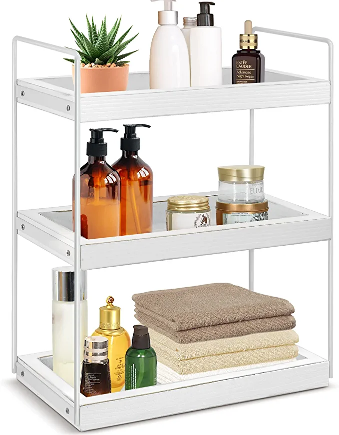 Photo 1 of 3 Tier Bathroom Counter Organizer, Wood Bathroom Organizer Countertop Storage Shelf, Bathroom Trays for Counter, Standing Rack Skincare Organizer Cosmetic Holder, Kitchen Spice Rack Bathroom Decor