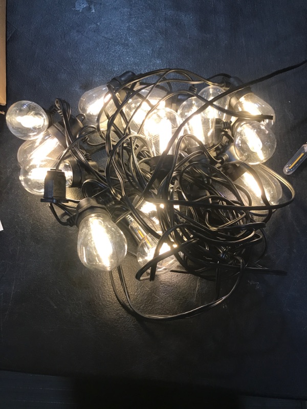 Photo 2 of 48 FT LED Outdoor String Lights with Waterproof Shatterproof Dimmable 2700K Warm White Filament Bulb,  Linkable Commercial Grade Hanging String Lights for Patio Deck Backyard