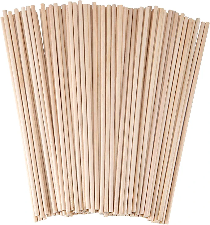 Photo 1 of 12 Inch Unfinished Natural Wood Craft Dowel Rods, 100 Pieces