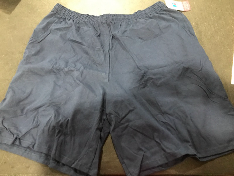 Photo 2 of Adult Basic Cotton Pocket Shorts, Navy - 2XL