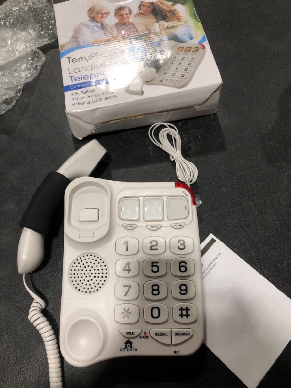 Photo 2 of Big Button Phone for Seniors - Corded Landline Telephone - One-Touch Dialling for Visually Impaired - Amplified Ringer with Loud Speaker for Hearing Impaired, Ergonomic Non-Slip Grip White