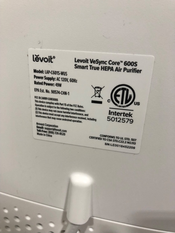 Photo 3 of LEVOIT Air Purifiers for Home Large Room, Covers up to 3175 Sq. Ft, Smart WiFi and PM2.5 Monitor, H13 True HEPA Filter Removes 99.97% of Particles, Pet Allergies, Smoke, Dust, Auto Mode, Alexa Control
