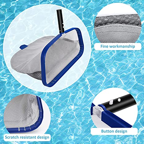 Photo 2 of ANKII Pool Leaf Rake with Double Layer Deep Leaf Bag, Professional Pool Skimmer Fine Mesh, Fits Standard Swimming Pool Pole, Pool Cleaning Equipment for Pool Pond Garden Fountains, Mesh Skimmer – 18"
