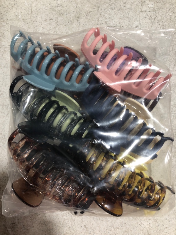 Photo 2 of 12 Pcs Large Hair Claw Clips Non-slip 4.3 Inch Big Banana Hair Claw Clips for Women Girls , Strong Hold clips for Thick Thin Hair Christmas Gift for Women Girls. PHOTO FOR REFERENCE. 
