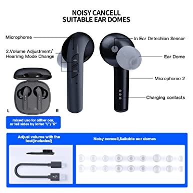 Photo 1 of Hearing Aids, 2022 The Latest Rechargeable Hearing Aid for Seniors, Adults and Severe Hearing Loss with Noise Cancelling, Ergonomically Designed Hearing Amplifier with Auto On & Off (Black, Pair)
