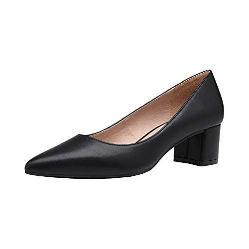 Photo 1 of DREAM PAIRS Women' S DPU212 Chunky Low Block Heels Closed Toe Dress Wedding Pumps Shoes Black Pu Size 9.5
