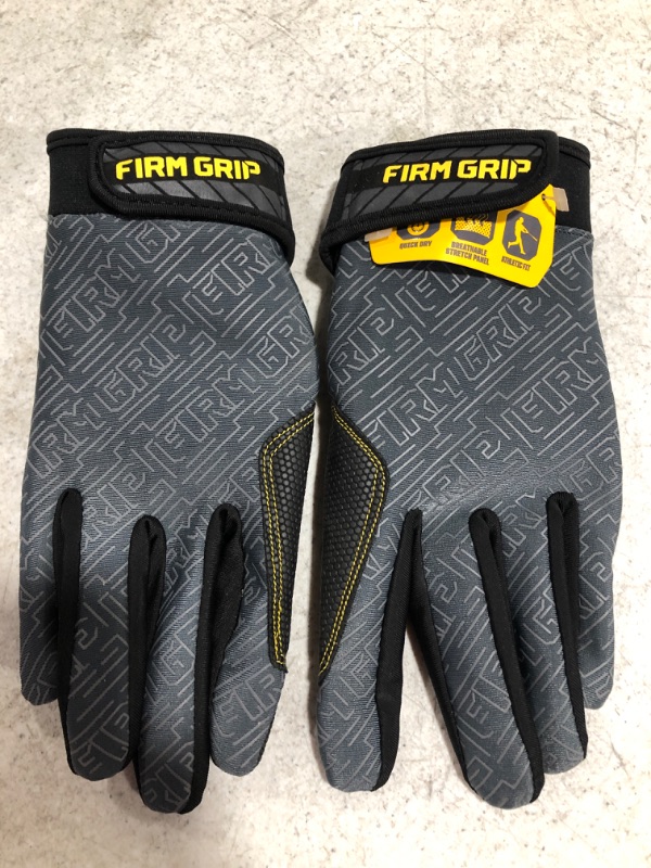 Photo 2 of FIRM GRIP WORK GLOVE, GREY/BOLACK. SIZE MEDIUM. 