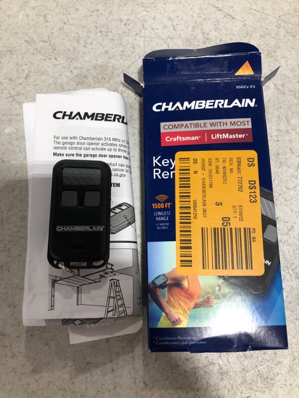 Photo 3 of CHAMBERLAIN 3-Button Keychain Garage Door Remote Control. OPEN BOX. 
