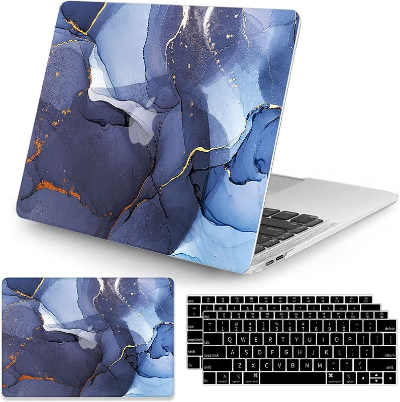 Photo 1 of Seorsok Compatible with MacBook Air 13 Inch Model M1 A2337 A1932 A2179 Touch ID 2020 2019 2018 Release Plastic Hard Shell Case Half Marble Protective Cover with 2 Pieces Keyboard Cover,Gray Marble
