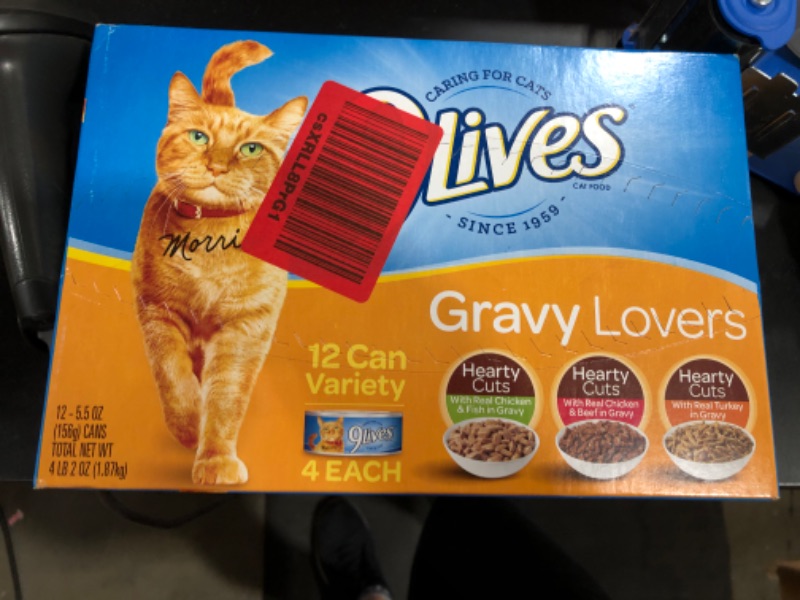 Photo 2 of 9 Lives Gravy Favorites Wet Cat Food Variety Pack, 5.5-Ounce Cans, 12 Count
best by march 05 2022