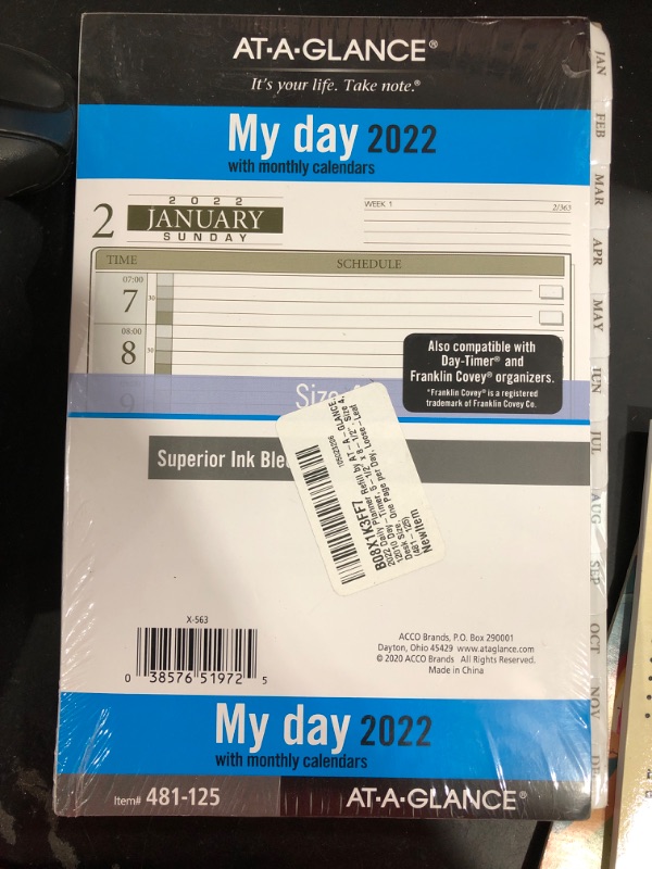 Photo 2 of 2022 Daily Planner Refill by AT-A-GLANCE, 12010 Day-Timer, 5-1/2" x 8-1/2", Size 4, Desk Size, One Page per Day, Loose-Leaf (481-125)
