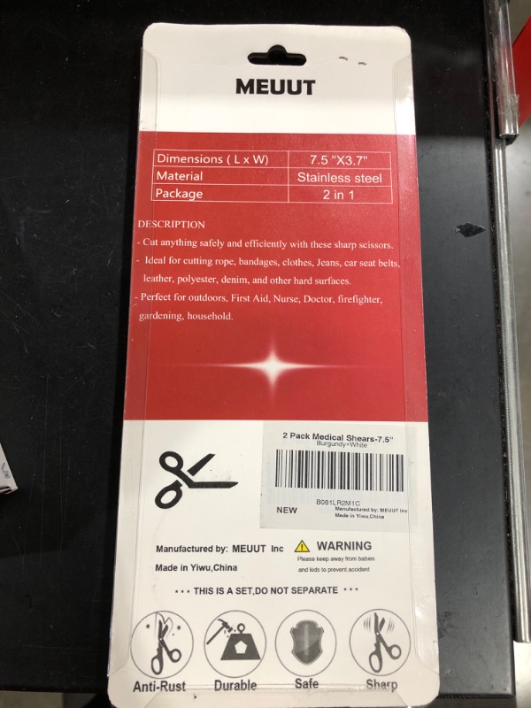 Photo 1 of MEUUT Medical Scissors Trauma Shears-7.5" Bandage Scissors, Fluoride -Coated Blades Nursing Scissors Surgical Grade Shears EMT Scissors for EMT Workers, Doctors & Nurses (Burgundy+White)