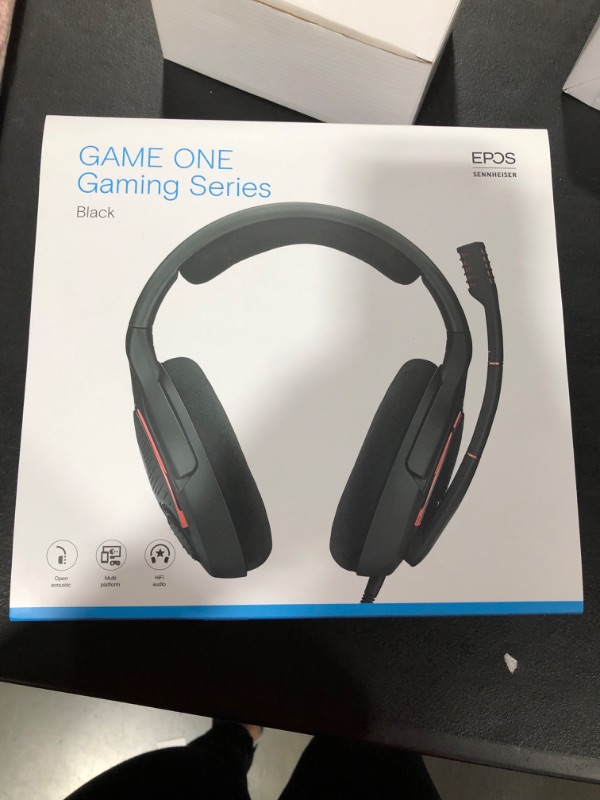 Photo 4 of EPOS I Sennheiser GAME ONE Gaming Headset, Open Acoustic, Noise-canceling mic, Flip-To-Mute, XXL plush velvet ear pads, compatible with PC, Mac, Xbox One, PS4, Nintendo Switch, and Smartphone - Black.
