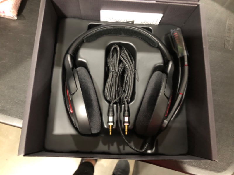 Photo 2 of EPOS I Sennheiser GAME ONE Gaming Headset, Open Acoustic, Noise-canceling mic, Flip-To-Mute, XXL plush velvet ear pads, compatible with PC, Mac, Xbox One, PS4, Nintendo Switch, and Smartphone - Black.
