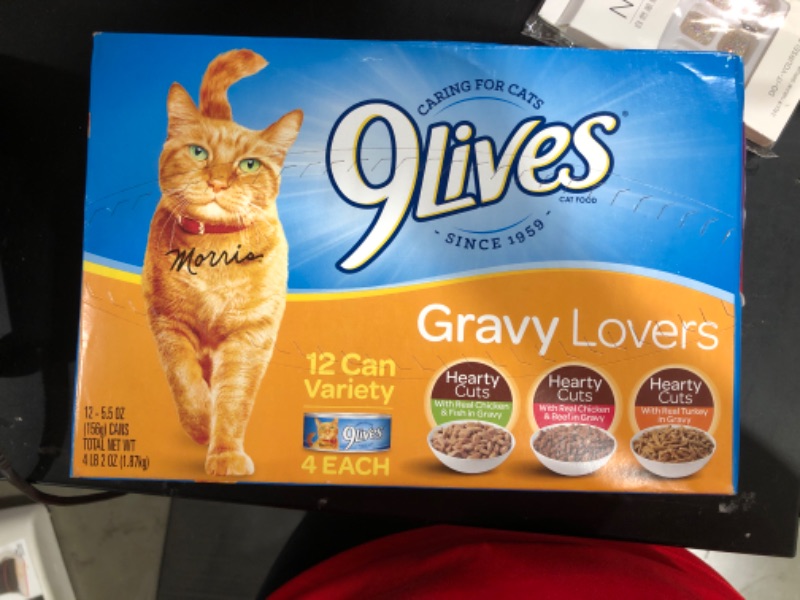 Photo 1 of 9 Lives Gravy Favorites Wet Cat Food Variety Pack, 5.5-Ounce Cans, 12 Count
best by march 05 2022