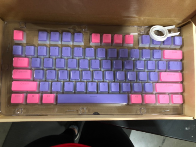 Photo 3 of USHOW Pudding Keycaps, OEM Profile Custom Keycap Set Double Shot PBT Keycaps Keyset for Mechanical Gaming Keyboard(Only Keycaps)(Pink+Purple)
