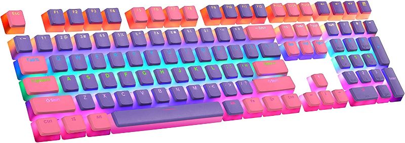 Photo 1 of USHOW Pudding Keycaps, OEM Profile Custom Keycap Set Double Shot PBT Keycaps Keyset for Mechanical Gaming Keyboard(Only Keycaps)(Pink+Purple)
