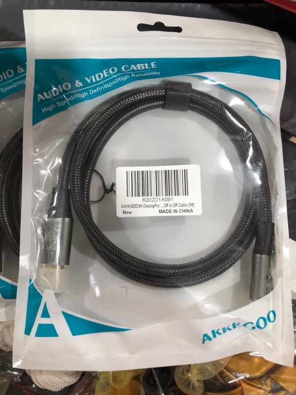 Photo 2 of AKKKGOO 8K DisplayPort Cable 3.3ft Ultra HD DisplayPort 1.4 Male to Male Nylon Braided Cable, 7680x4320 Resolution, 8K@60Hz, 4K@144Hz, 32.4Gbps, HDP, HDCP for PC, Laptop, HDTV, DP to DP Cable (1M)
