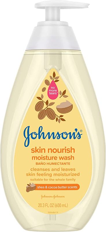 Photo 1 of Johnson's Skin Nourishing Moisture Baby Body Wash with Shea & Cocoa Butter, Hypoallergenic & Tear Free Baby Bath Wash, Paraben-, Dye-, Sulfate & Phthalate-Free, 20.3 fl. oz
